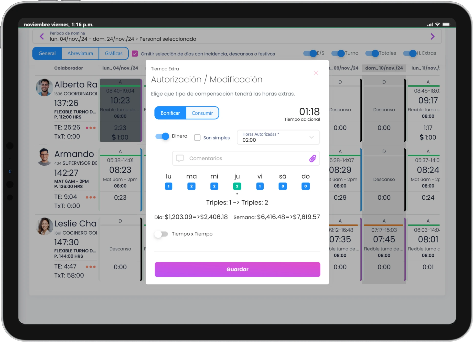 Prenómina automática para manufactura