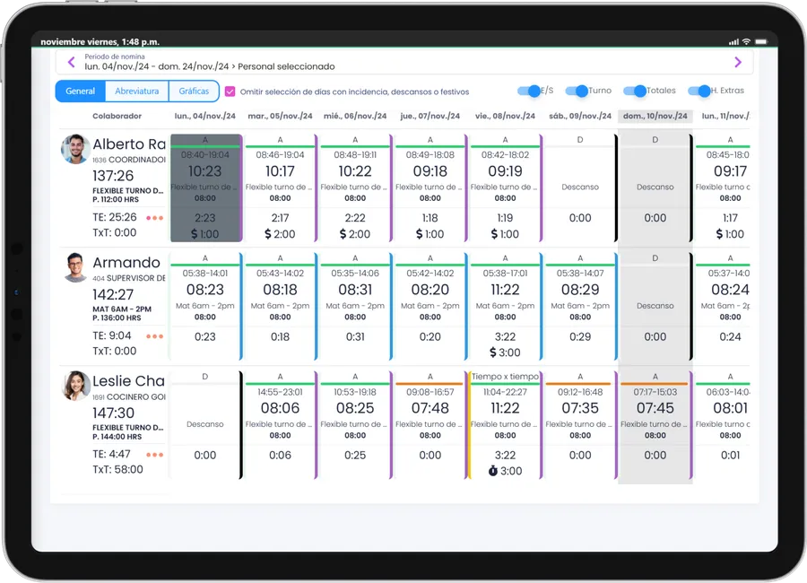Prenómina con evidencia para auditoría